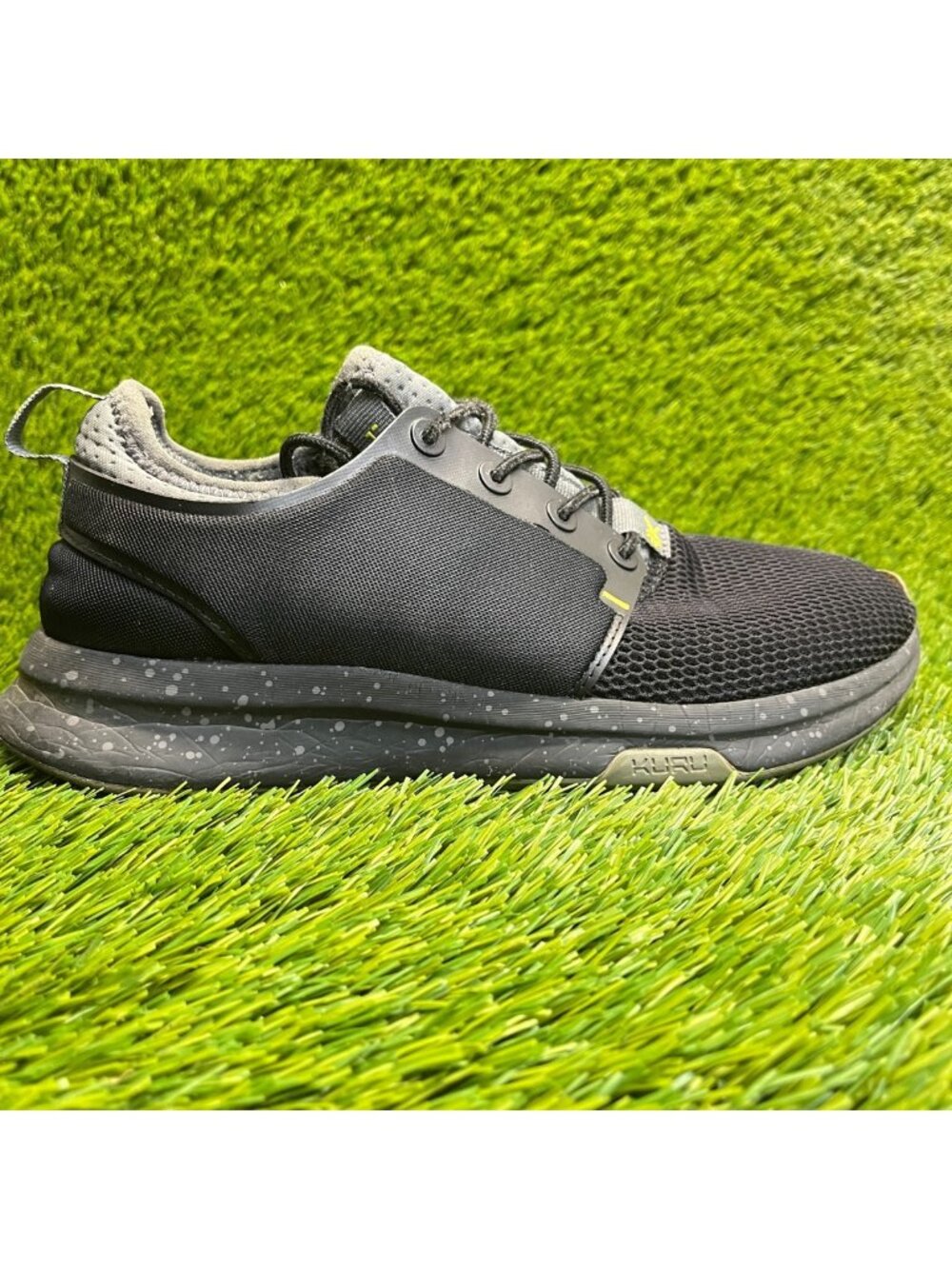 Kuru Atom Mens Size 7 Black Gray Athletic Running Walking Slip On Shoes Sneakers